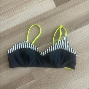 Neon Yellow and Black Swimsuit Top Size XL